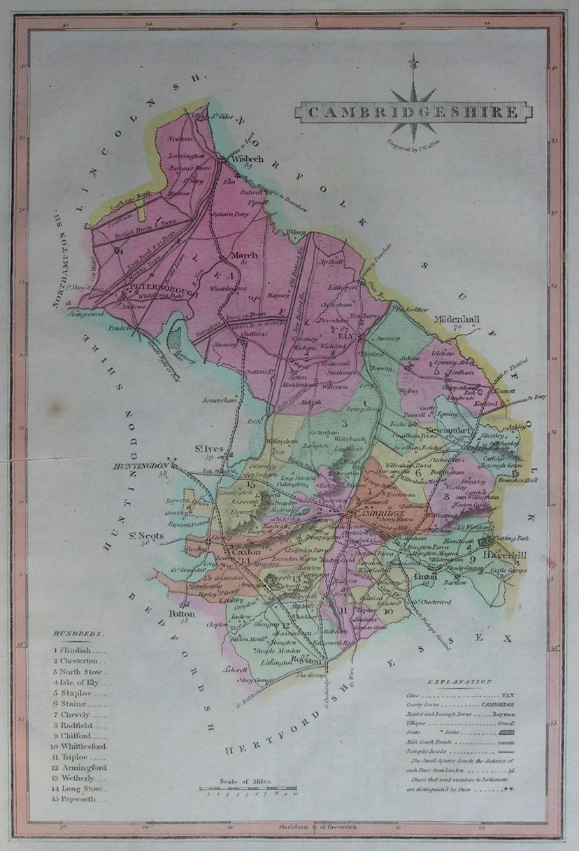 Map of Cambridgeshire - Wallis